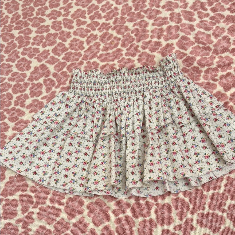 Katie J NYC floral Ruffle smocked Skirt